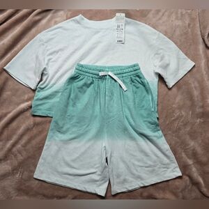 Mark Formelle White and Mint Ombre Lounge Set Shorts XS